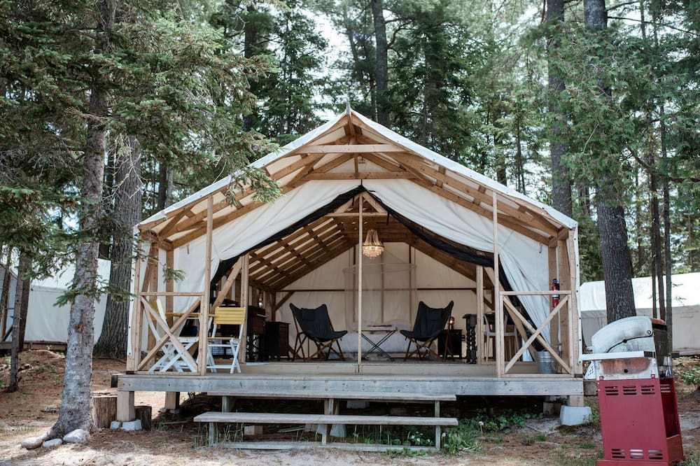 Strong RV Rental | Comfortable Tent Rental with Fire Pit on Lake Bernard, Ontario