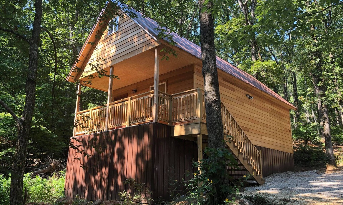 Winslow Cabin | Farmer cabin is nestled in our little woodland village – playground, pond & more