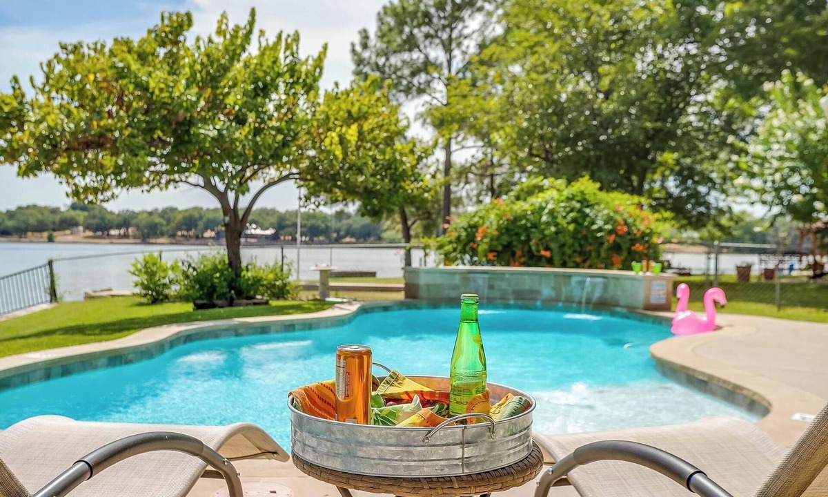 Granbury House | Granbury Lakeside Home with Pool, Game Room, Fire Table