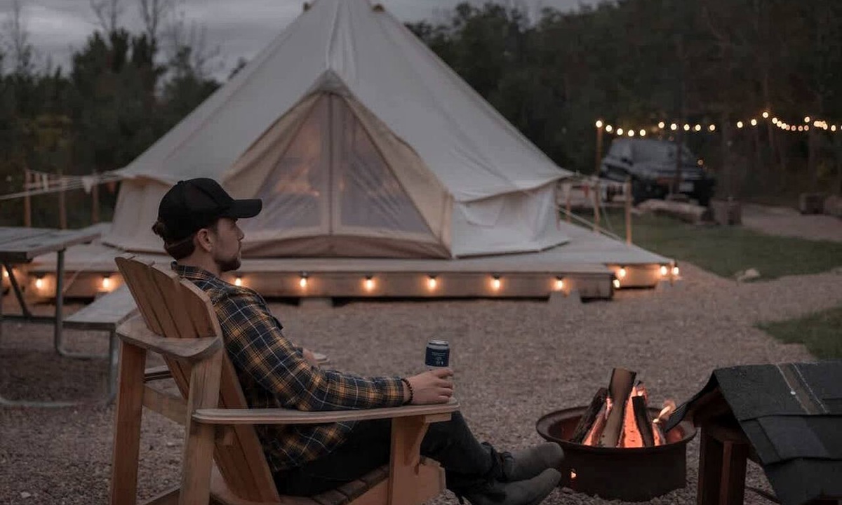 Miller Lake RV Rental | Intimate Luxurious Bell Tent with Fire Pit in Ontario