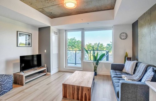 Industrial Park Apartment | Chic Urban 1BR Apt with Balcony and Skyline Views