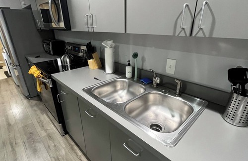 Cedars Apartment | Deep Ellum Escape King Bed Safari-Inspired Lux