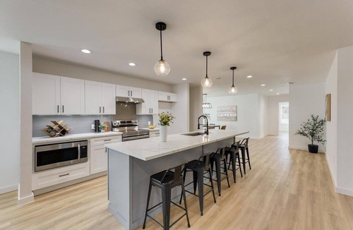 Oak Cliff House | Master bedroom with private bathroom