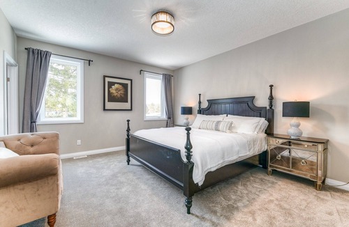 Rosemount House | modern master bedroom with private bathroom