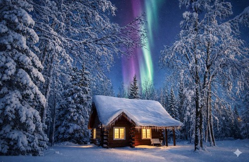 North Pole Cabin | Northern Lights Escape: Authentic Log Cabin with Private Sauna Experience