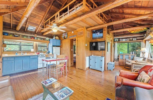Eureka Springs House | Peaceful Historic Cabin on Lake Lucerne, Fireplace