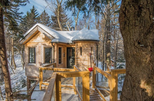Saint-Faustin-Lac-Carre House | Perched lakeside treehouse, suspension bridge and deck | Lodging #16
