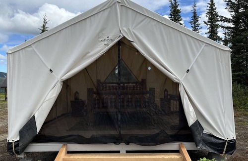 Glacier View RV Rental | Rustic Alaskan Wall Tent at Stump Creek B&B