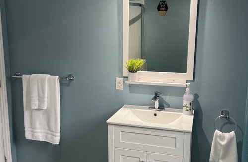 Coaticook Apartment | This studio gives you a front row view of Coaticook's illuminated bridge.