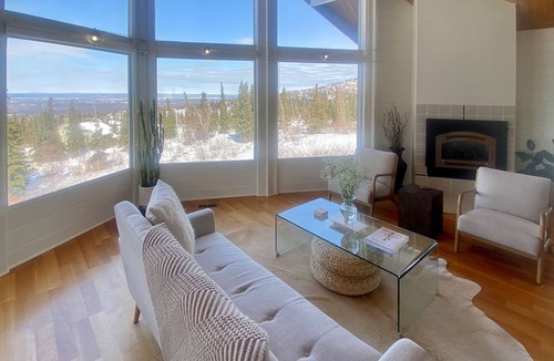 Hillside East House | Vibrant mountain view home with fireplace, game room, gas grill, deck & W/D