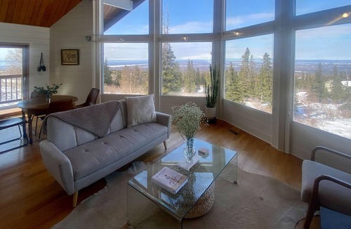 Hillside East House | Vibrant mountain view home with fireplace, game room, gas grill, deck & W/D