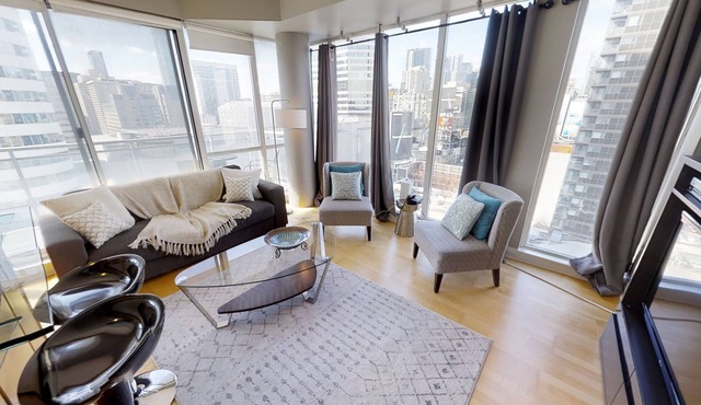 Central 1BR plus den, equipped