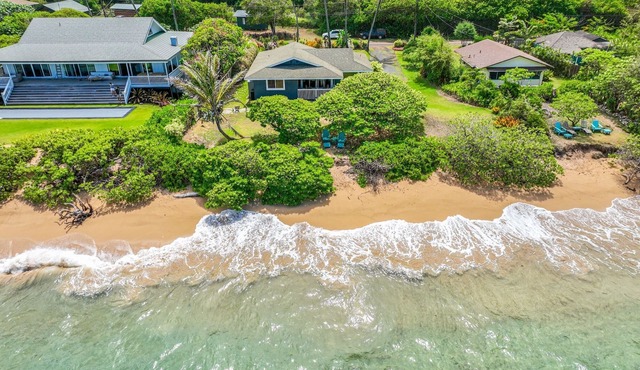 Hale Makai Beachfront Home, AC, Oceanfront on Anahola Bay, TVNC# 5065
