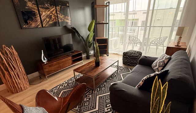 Modern 2BD/2BA Suite at Le Prisme w/Indoor Pool, Gym & Yoga Studio