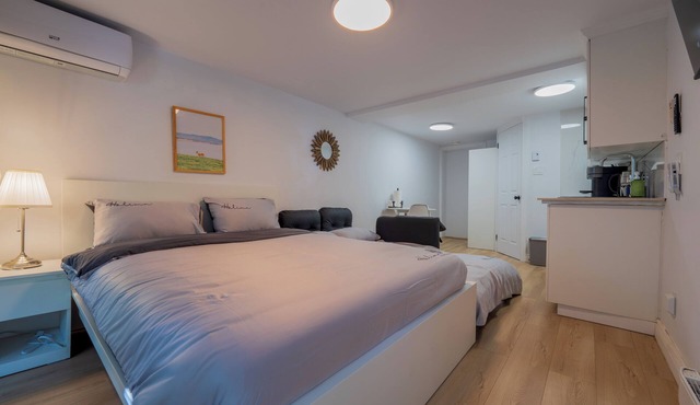 Renovated Studio w/Parking | Queen Bed + Sofa Bed