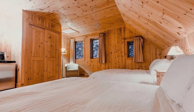 Rustic log cabin on the mountainside