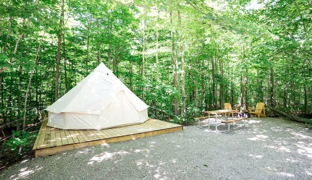 Secluded Chic: Stylish Bell Tent Glamping Escape in Ontario's Natural Splendor