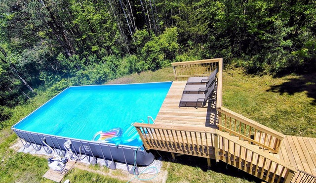 Secluded in the woods. No neighbors in sight.
