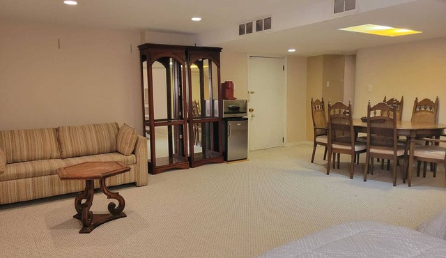 Spacious basement with indoor garage